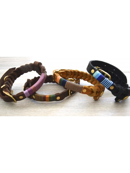 COLLIER EN CUIR TRESSE "REVE EN COULEUR"